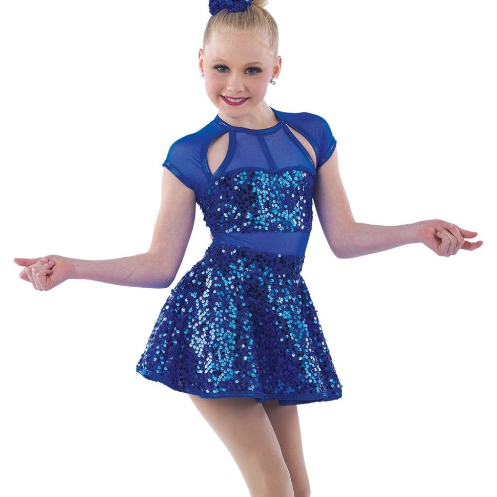 Sparkly blue dance figure skating dress A Wish Come True girls large
